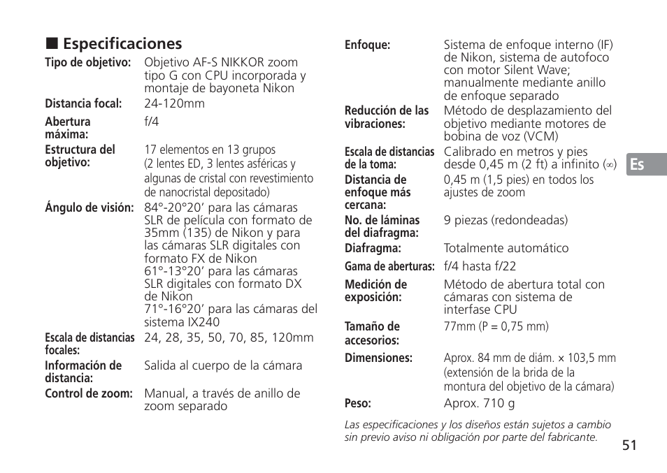 Jp en de fr es se ru nl it cz sk ck ch kr | Nikon AF-S VR 24-120mm f-4G ED User Manual | Page 51 / 152