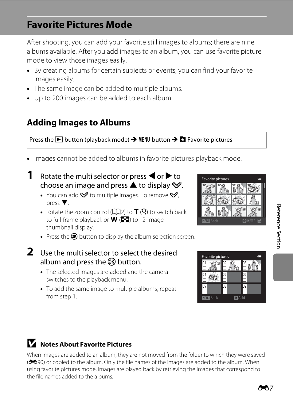 Favorite pictures mode, Adding images to albums | Nikon S6300 User Manual | Page 121 / 232