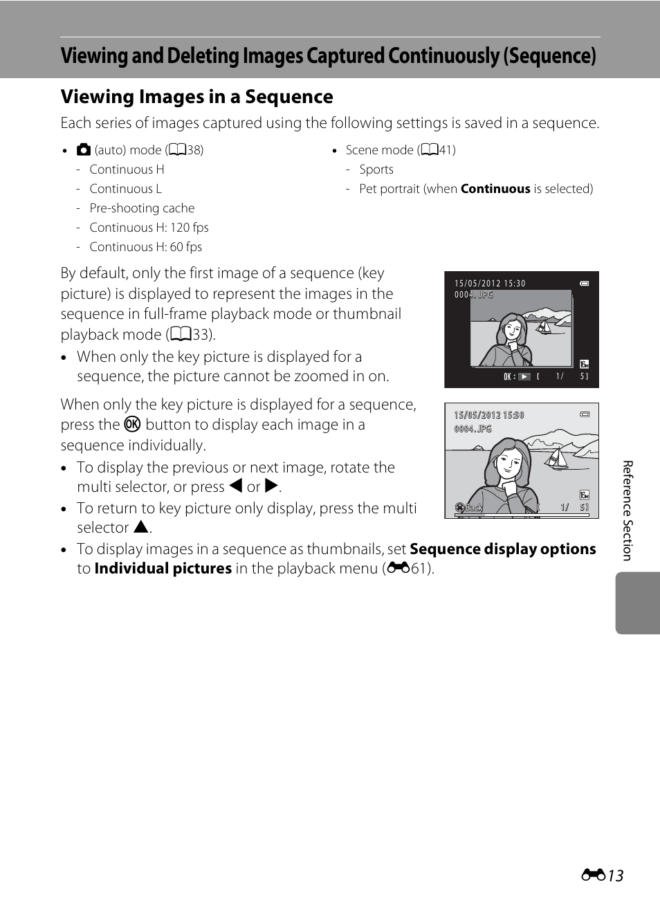 Viewing images in a sequence | Nikon S6300 User Manual | Page 127 / 232