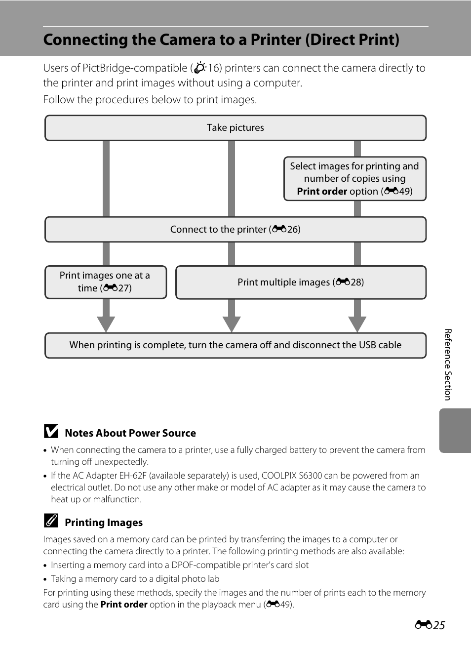 Connecting the camera to a printer (direct print) | Nikon S6300 User Manual | Page 139 / 232