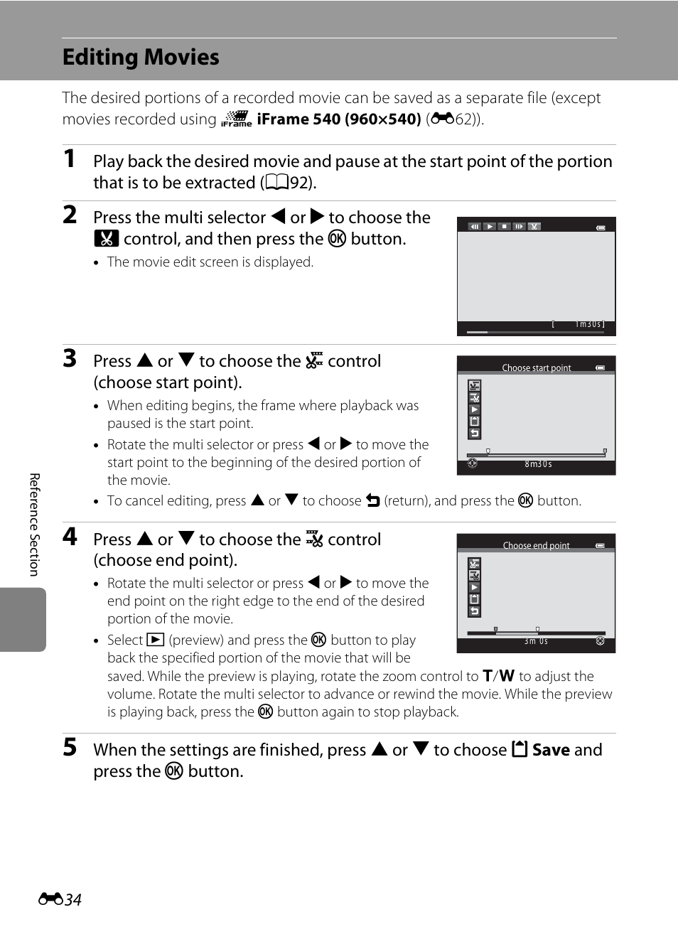 Editing movies | Nikon S6300 User Manual | Page 148 / 232