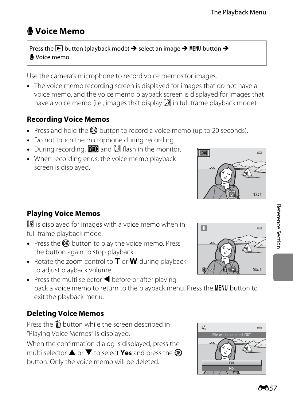 Voice memo, E57) | Nikon S6300 User Manual | Page 171 / 232