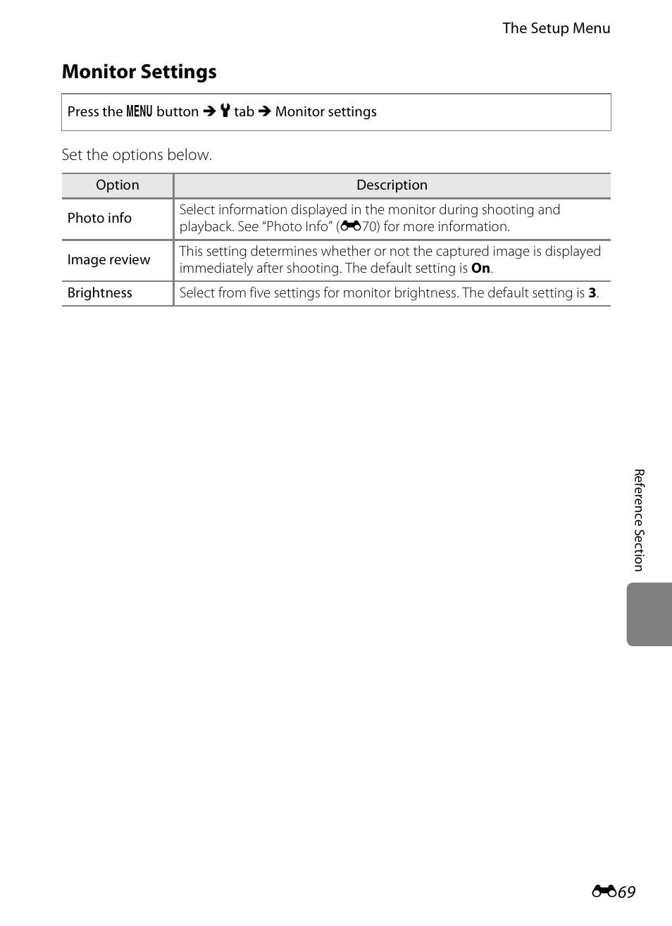 Monitor settings | Nikon S6300 User Manual | Page 183 / 232