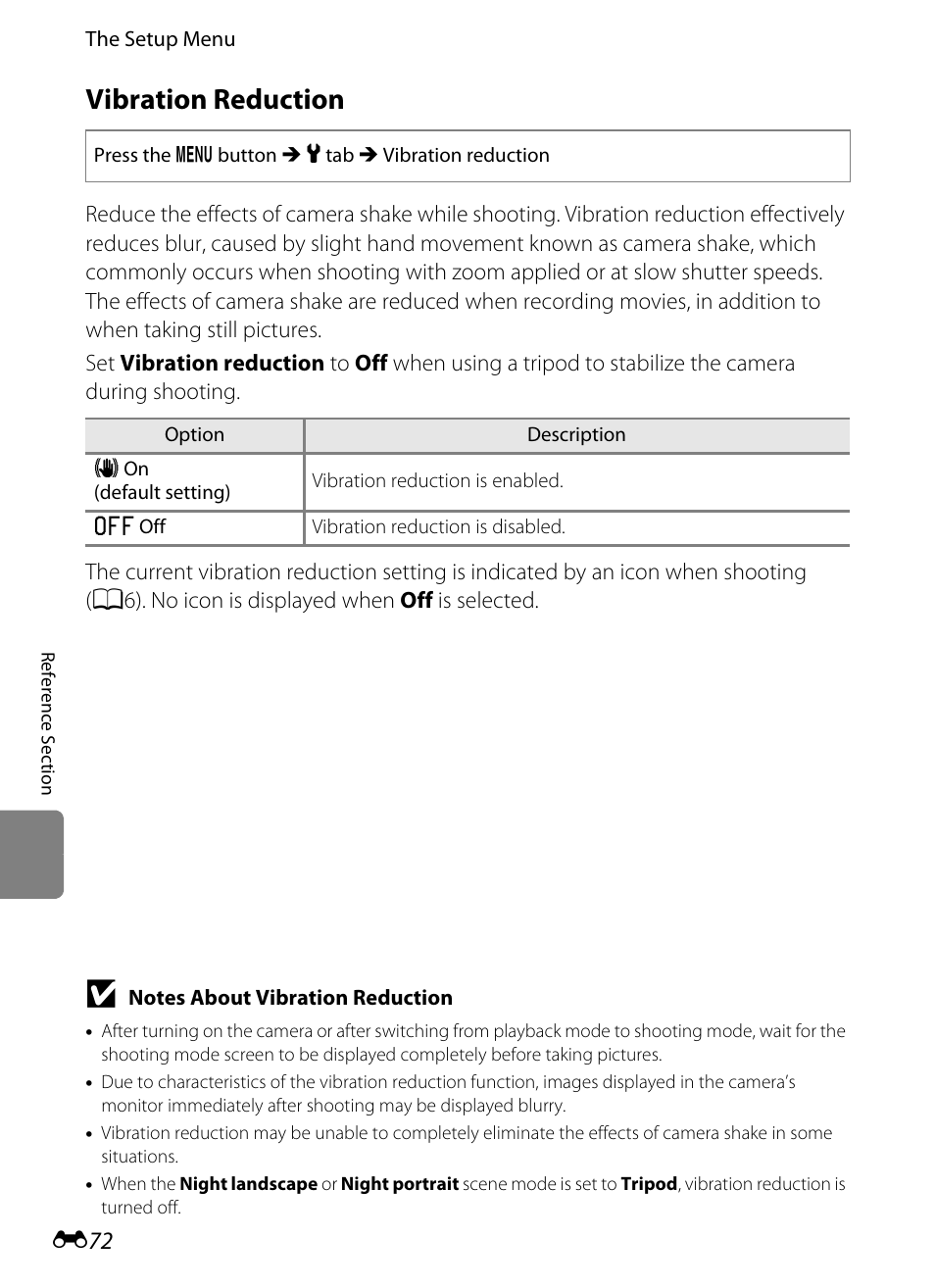 Vibration reduction | Nikon S6300 User Manual | Page 186 / 232
