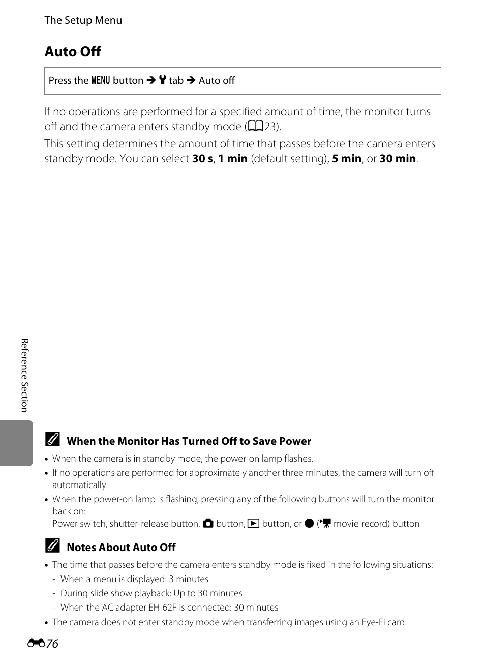 Auto off | Nikon S6300 User Manual | Page 190 / 232