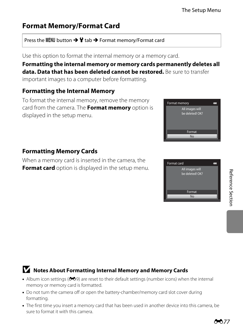 Format memory/format card | Nikon S6300 User Manual | Page 191 / 232