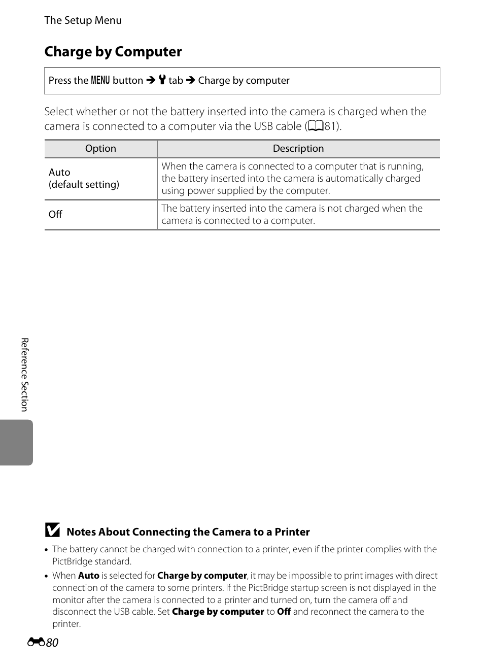 Charge by computer, E80) | Nikon S6300 User Manual | Page 194 / 232