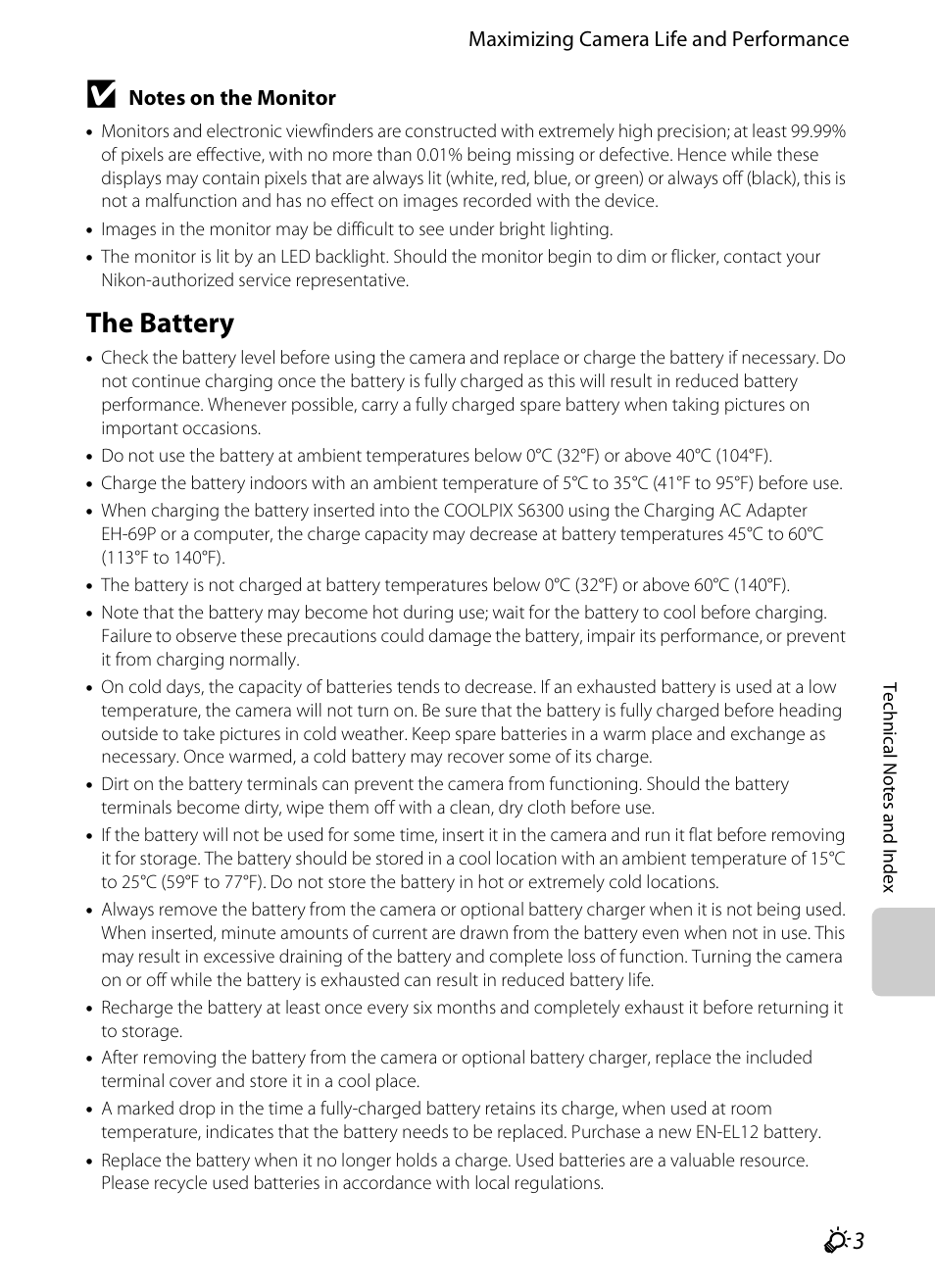 The battery | Nikon S6300 User Manual | Page 213 / 232