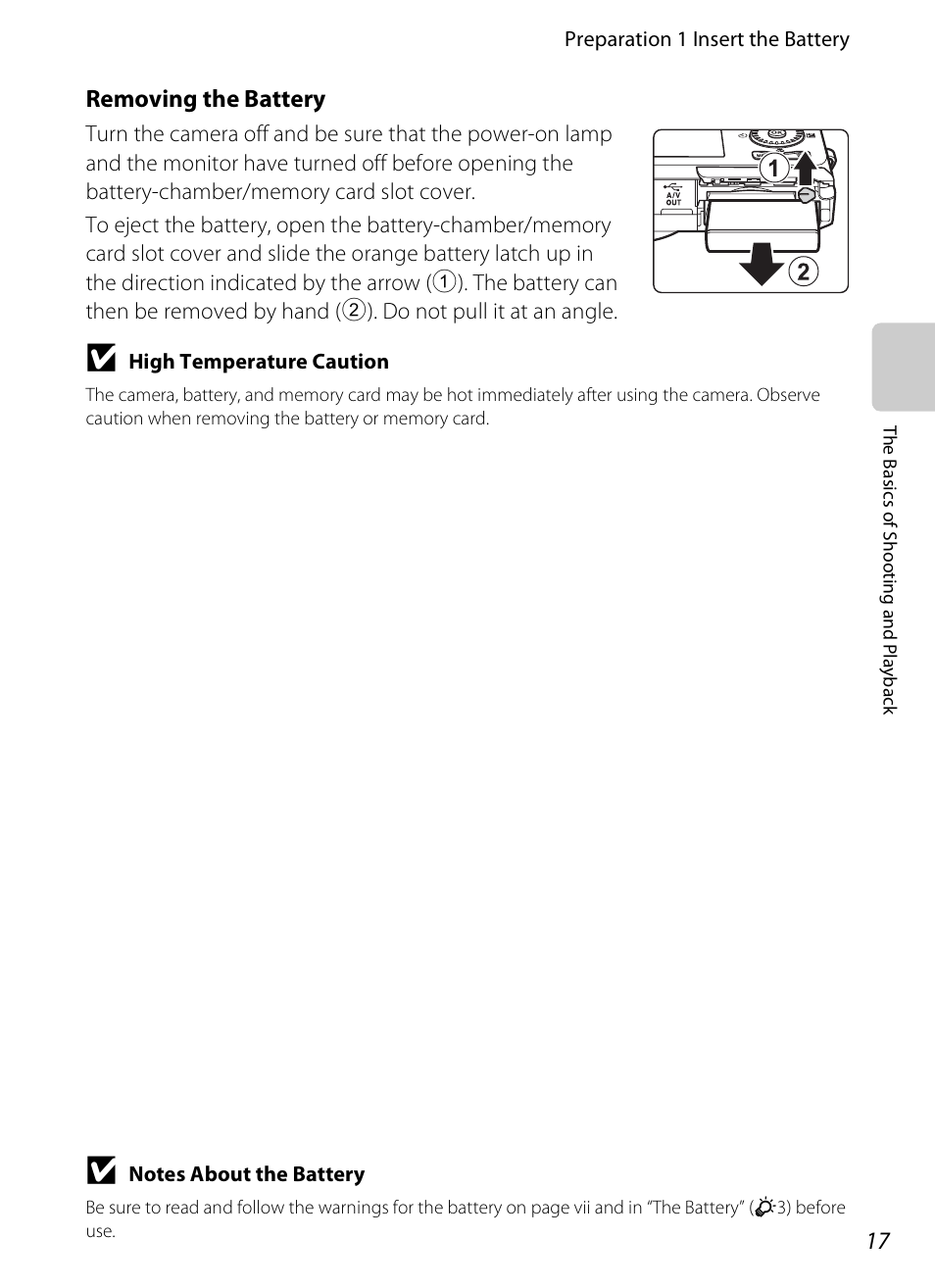 Removing the battery | Nikon S6300 User Manual | Page 35 / 232