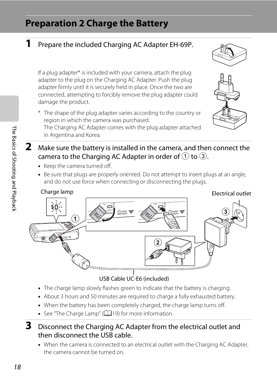 Preparation 2 charge the battery | Nikon S6300 User Manual | Page 36 / 232