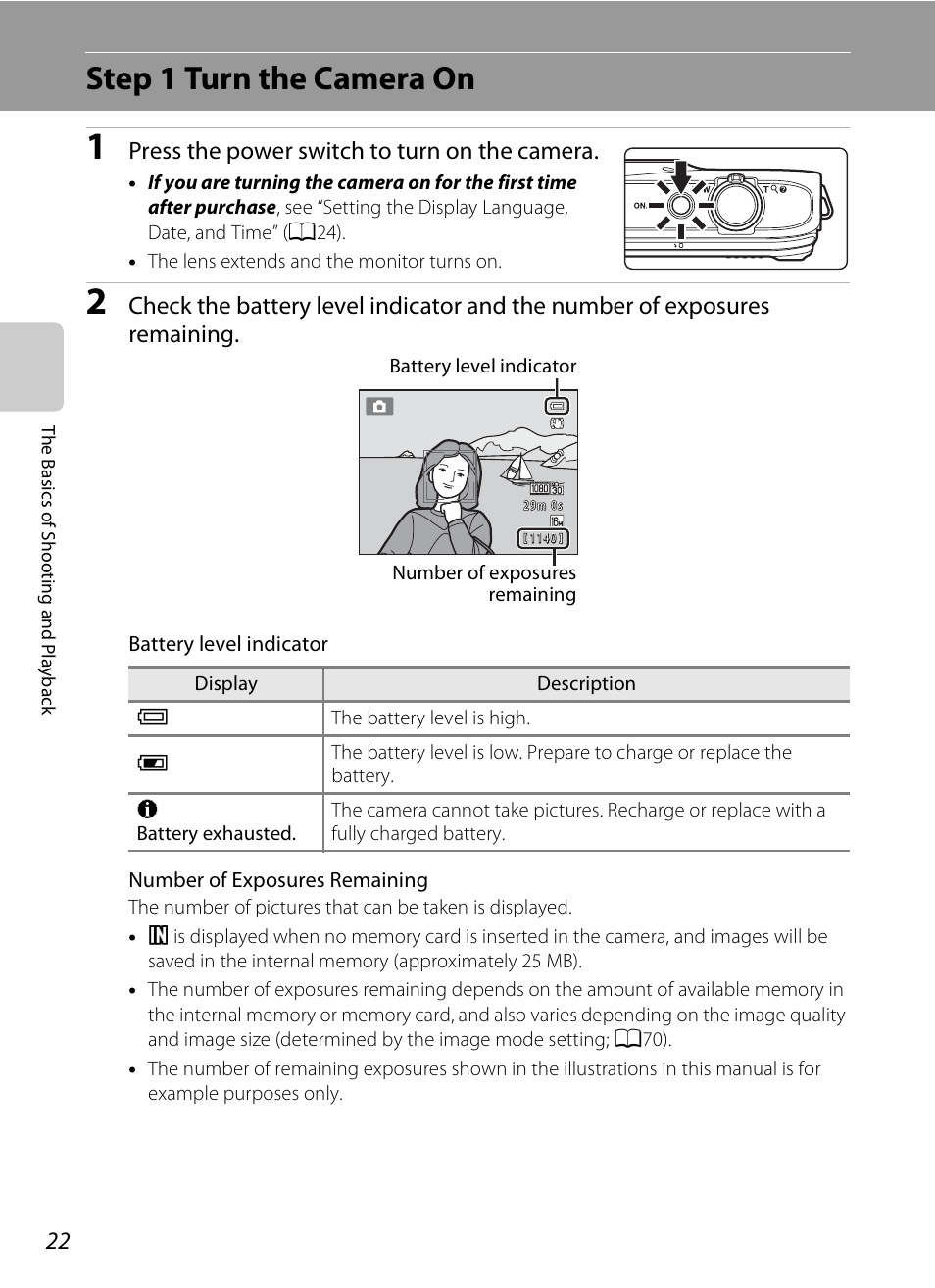 Step 1 turn the camera on, Press the power switch to turn on the camera | Nikon S6300 User Manual | Page 40 / 232