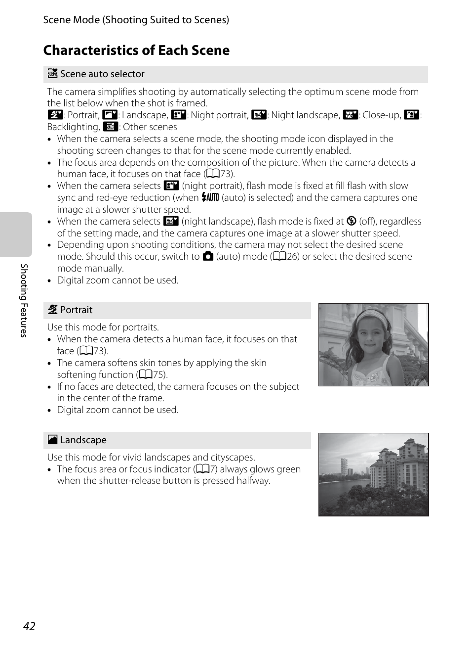 Characteristics of each scene, A42) | Nikon S6300 User Manual | Page 60 / 232