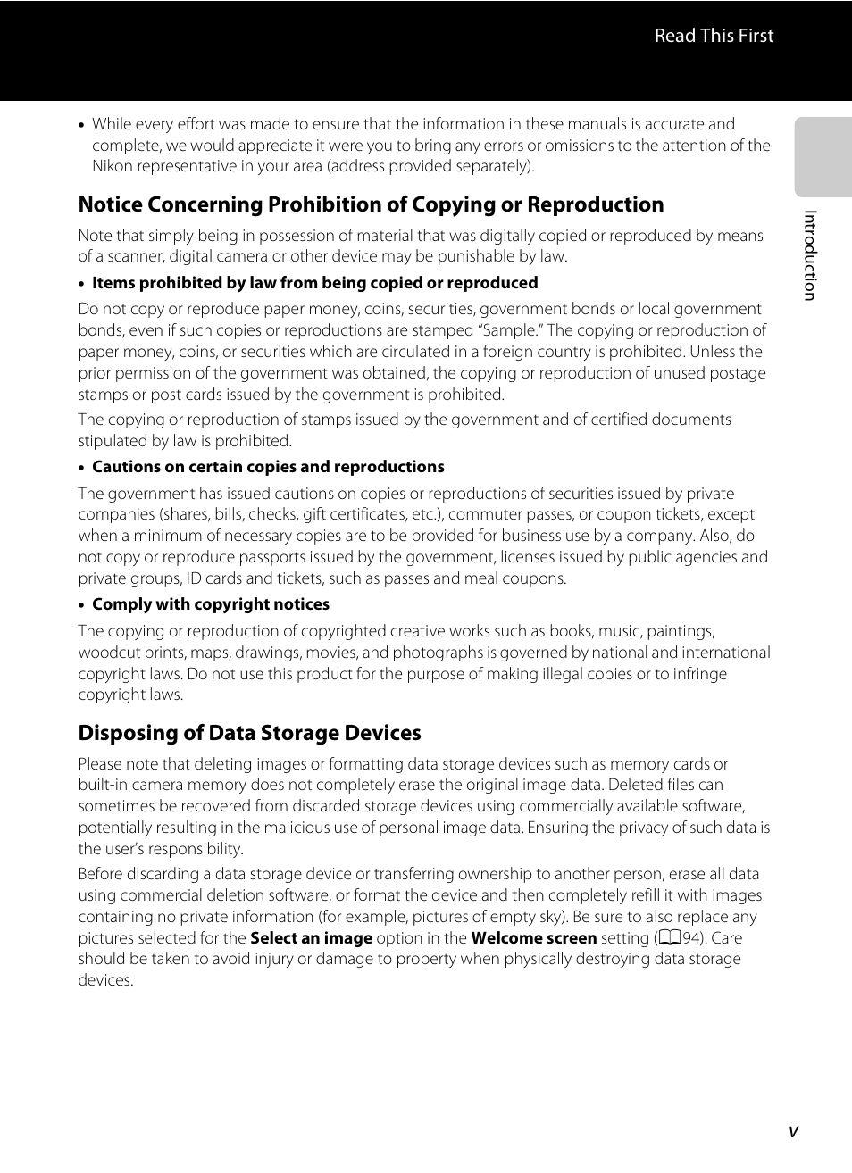 Disposing of data storage devices | Nikon S6300 User Manual | Page 7 / 232