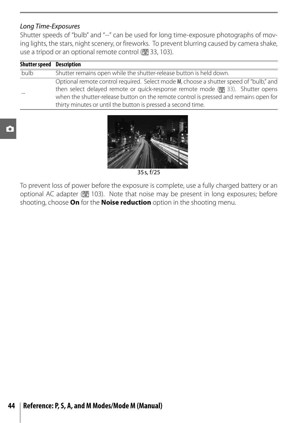 44 reference: p, s, a, and m modes/mode m (manual) | Nikon D40X User Manual | Page 56 / 139