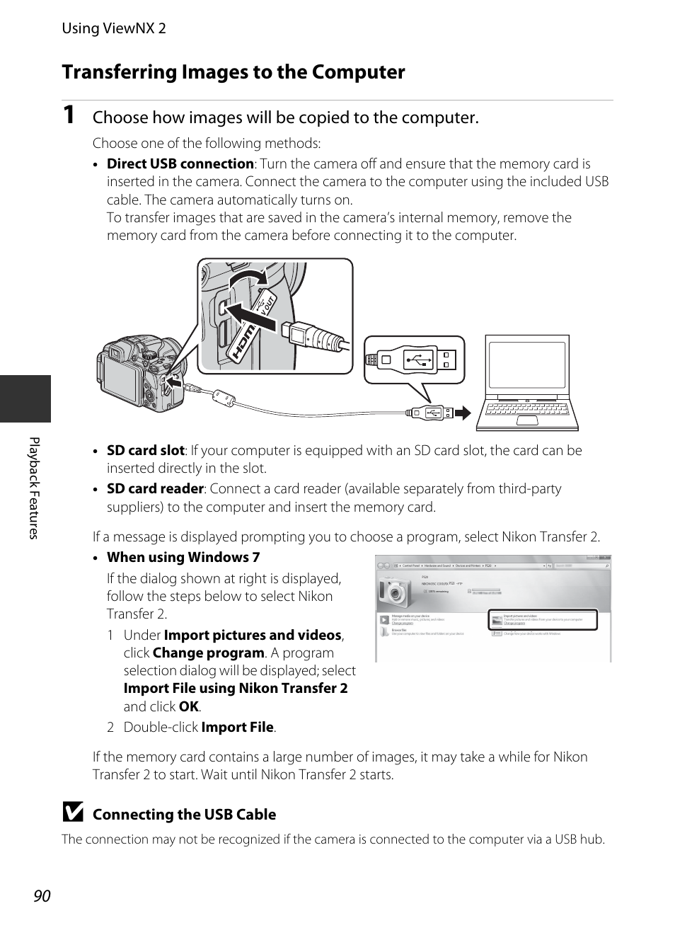 Transferring images to the computer, A90 for, Choose how images will be copied to the computer | Nikon P520 User Manual | Page 108 / 244