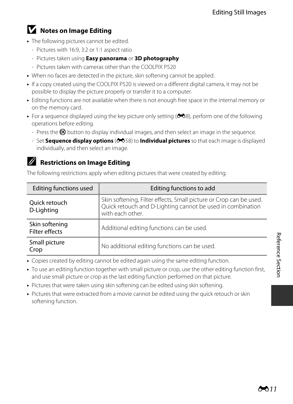 E11), E 11 | Nikon P520 User Manual | Page 135 / 244