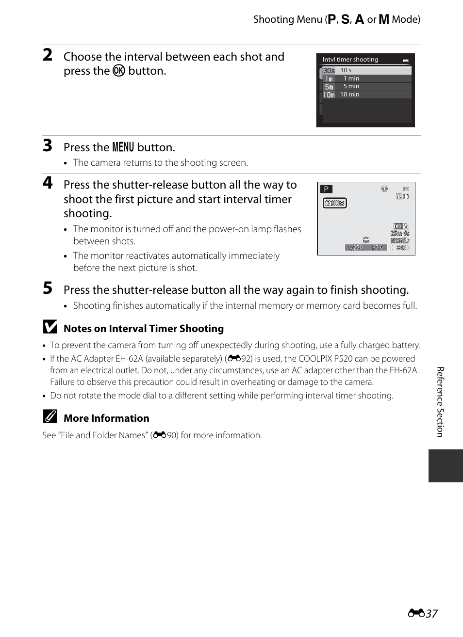 E 37, Press the d button | Nikon P520 User Manual | Page 161 / 244