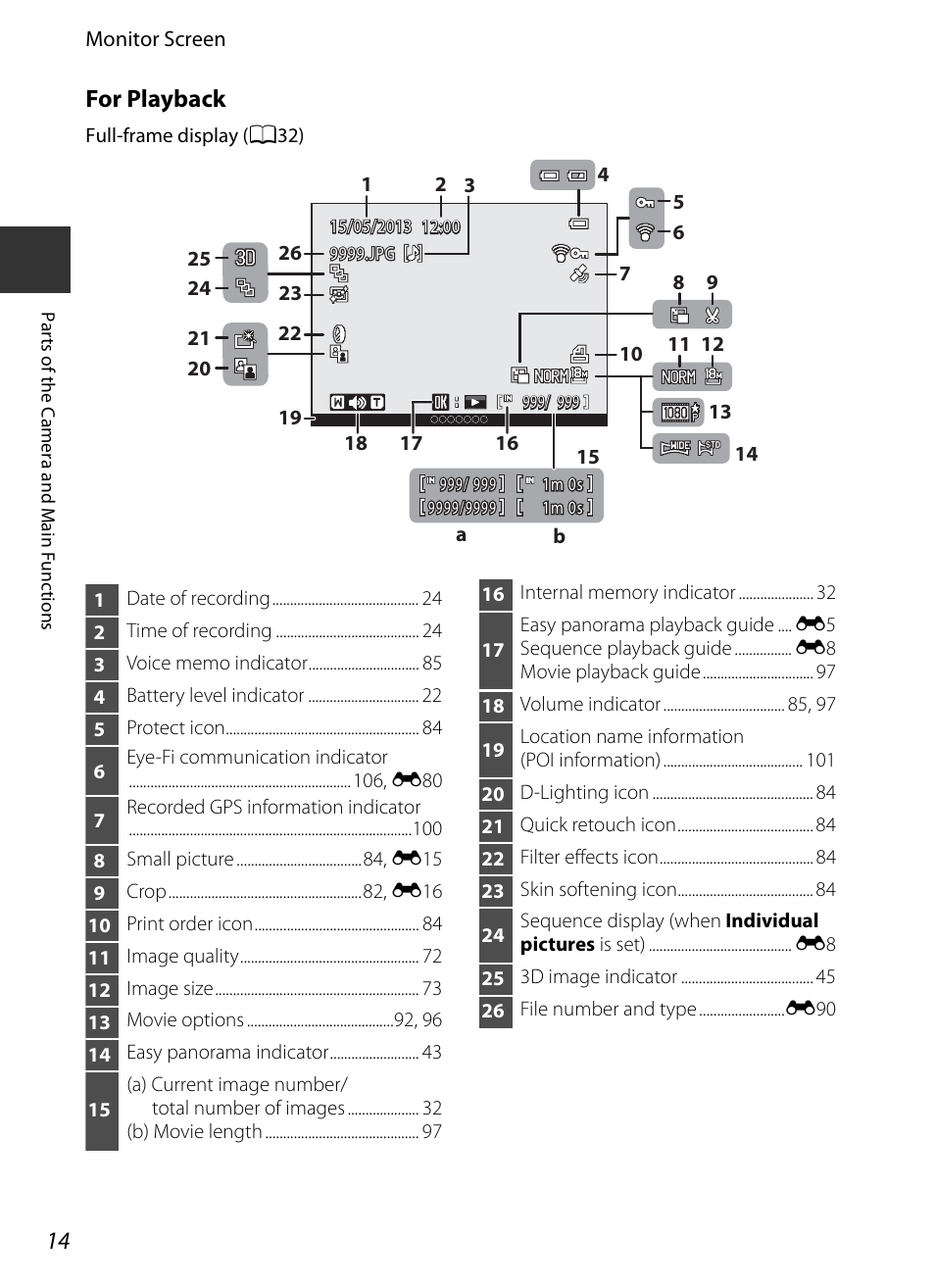 For playback | Nikon P520 User Manual | Page 32 / 244