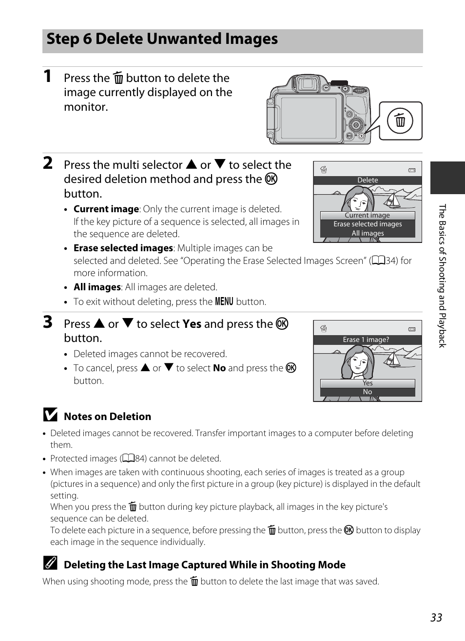 Step 6 delete unwanted images | Nikon P520 User Manual | Page 51 / 244