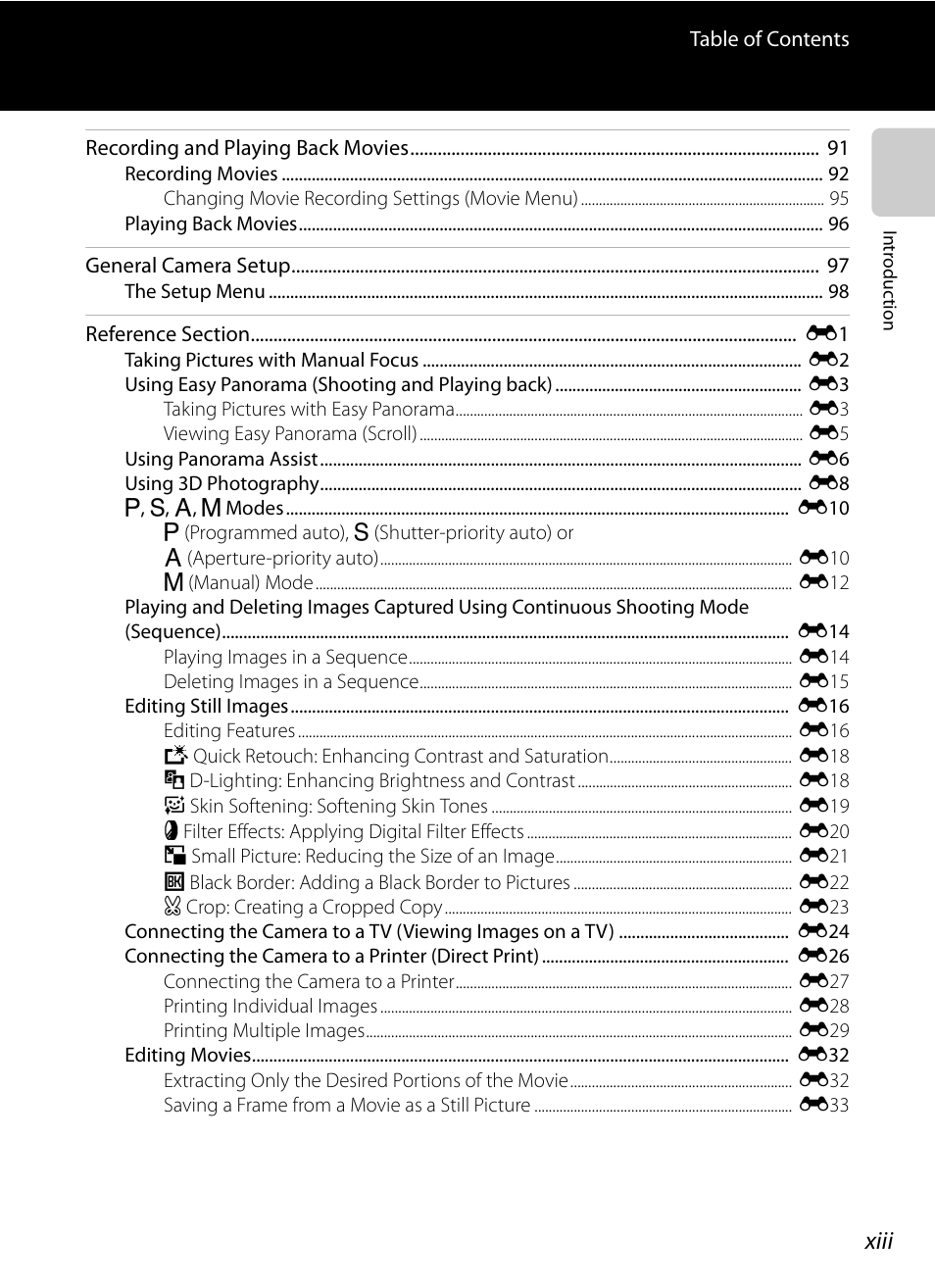 Xiii | Nikon P310 User Manual | Page 15 / 244