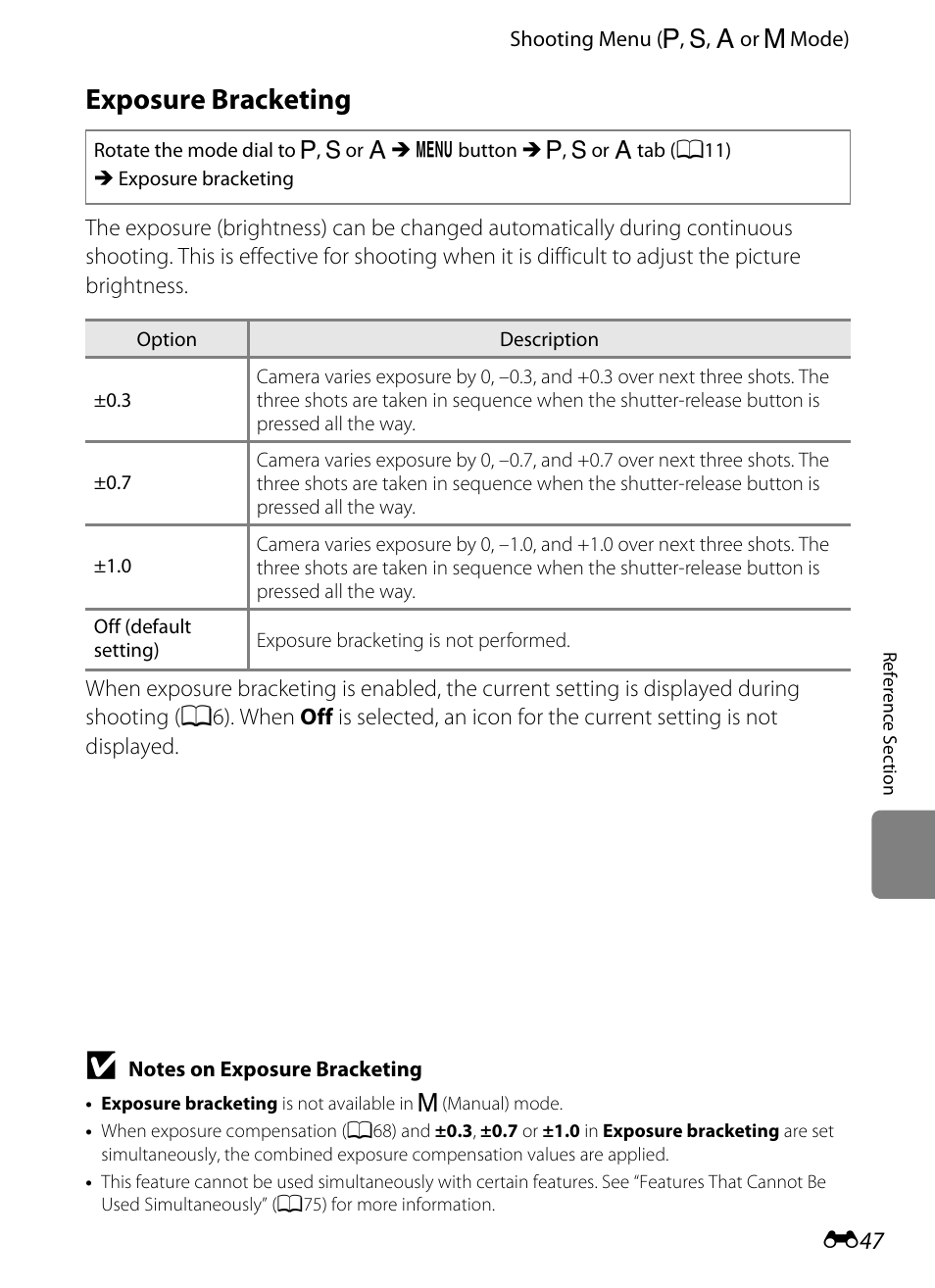 Exposure bracketing | Nikon P310 User Manual | Page 167 / 244