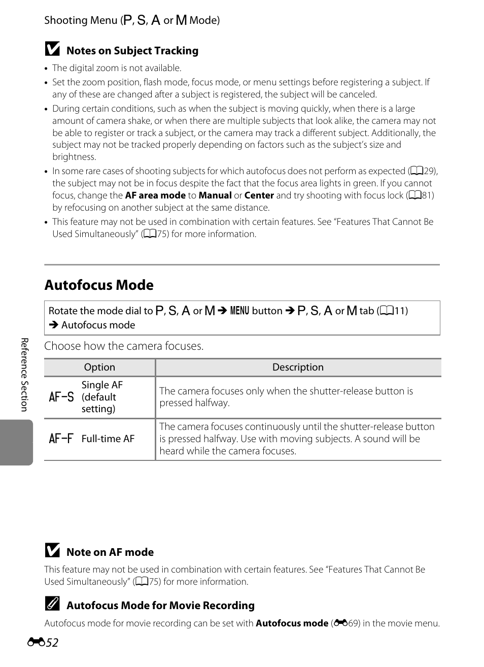 Autofocus mode | Nikon P310 User Manual | Page 172 / 244