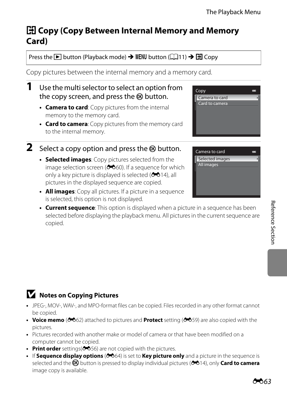 Button, Select a copy option and press the | Nikon P310 User Manual | Page 183 / 244