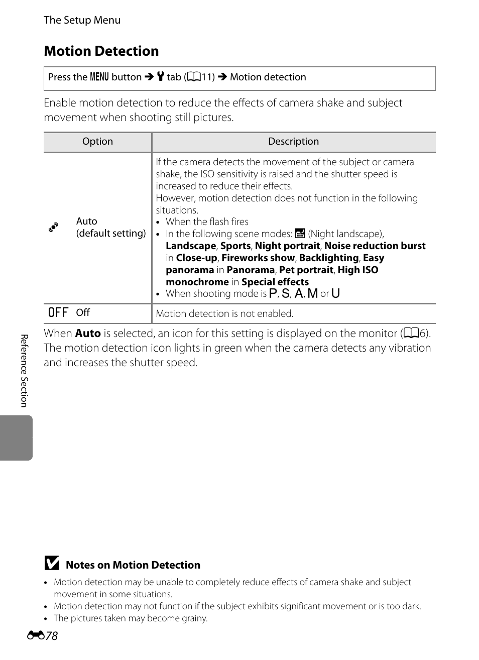 Motion detection | Nikon P310 User Manual | Page 198 / 244