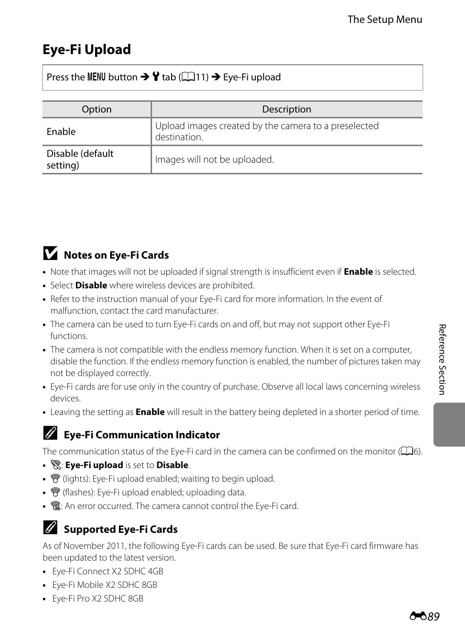 Eye-fi upload | Nikon P310 User Manual | Page 209 / 244