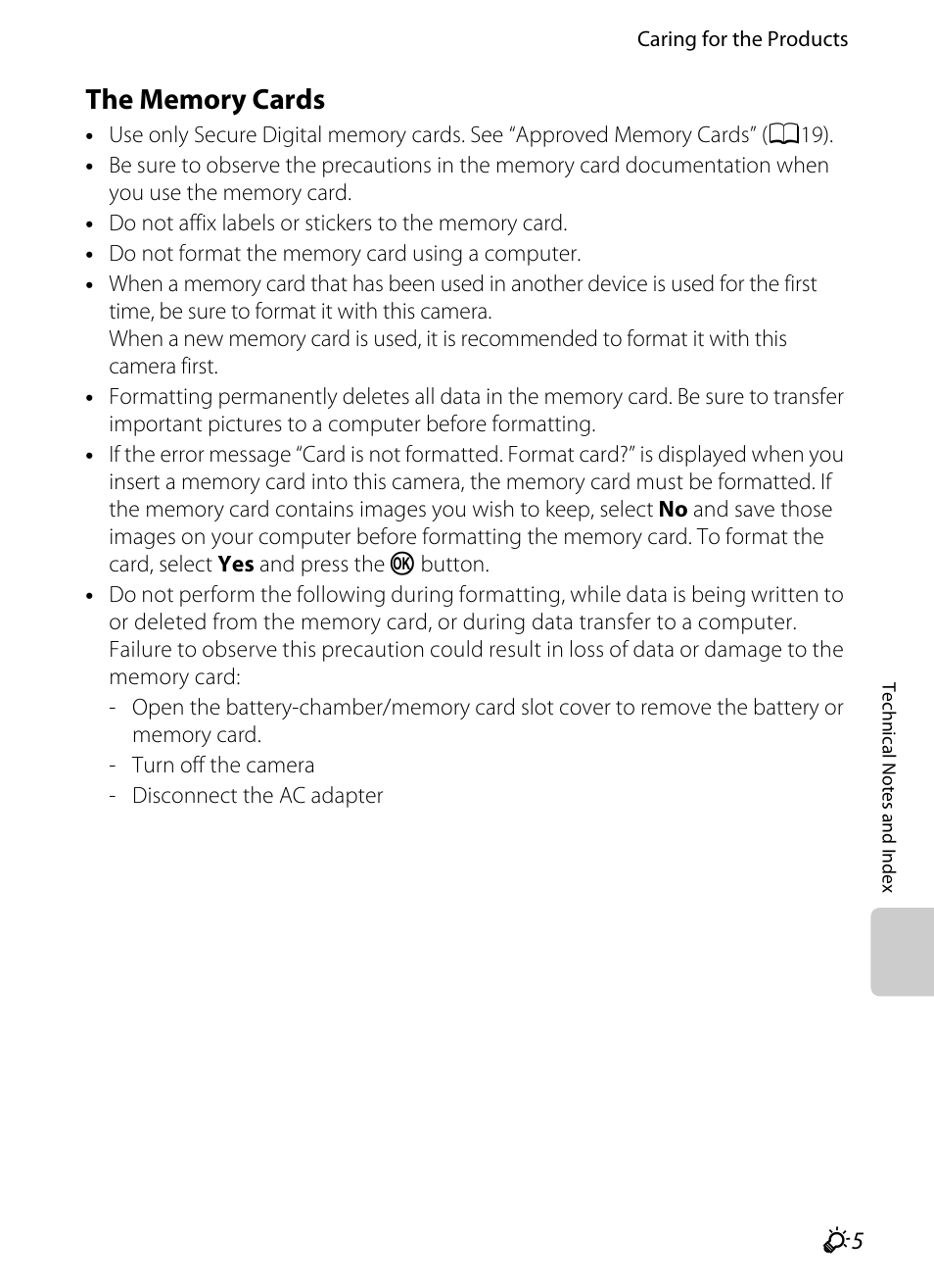 The memory cards | Nikon P310 User Manual | Page 225 / 244