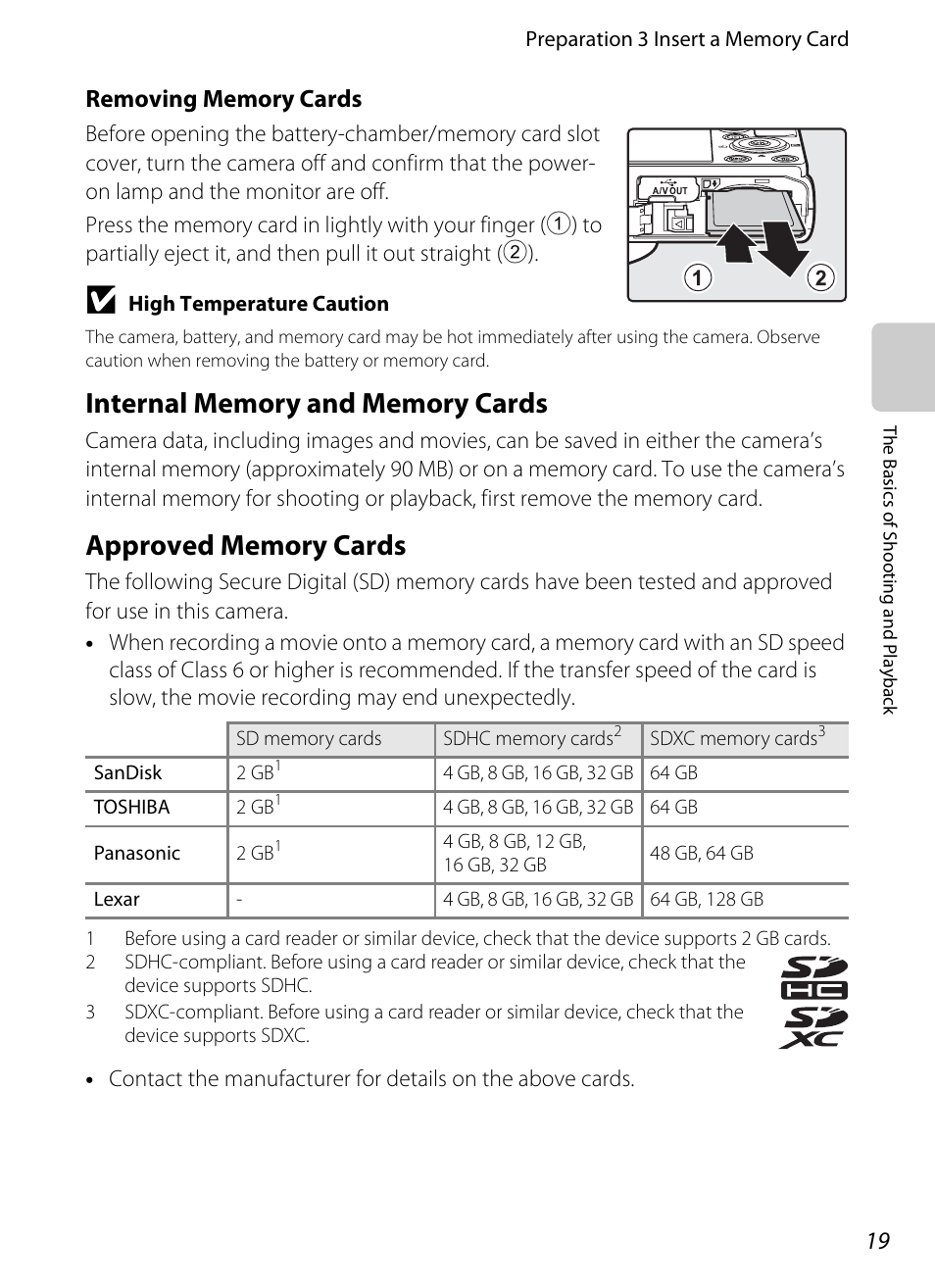 Internal memory and memory cards, Approved memory cards | Nikon P310 User Manual | Page 37 / 244
