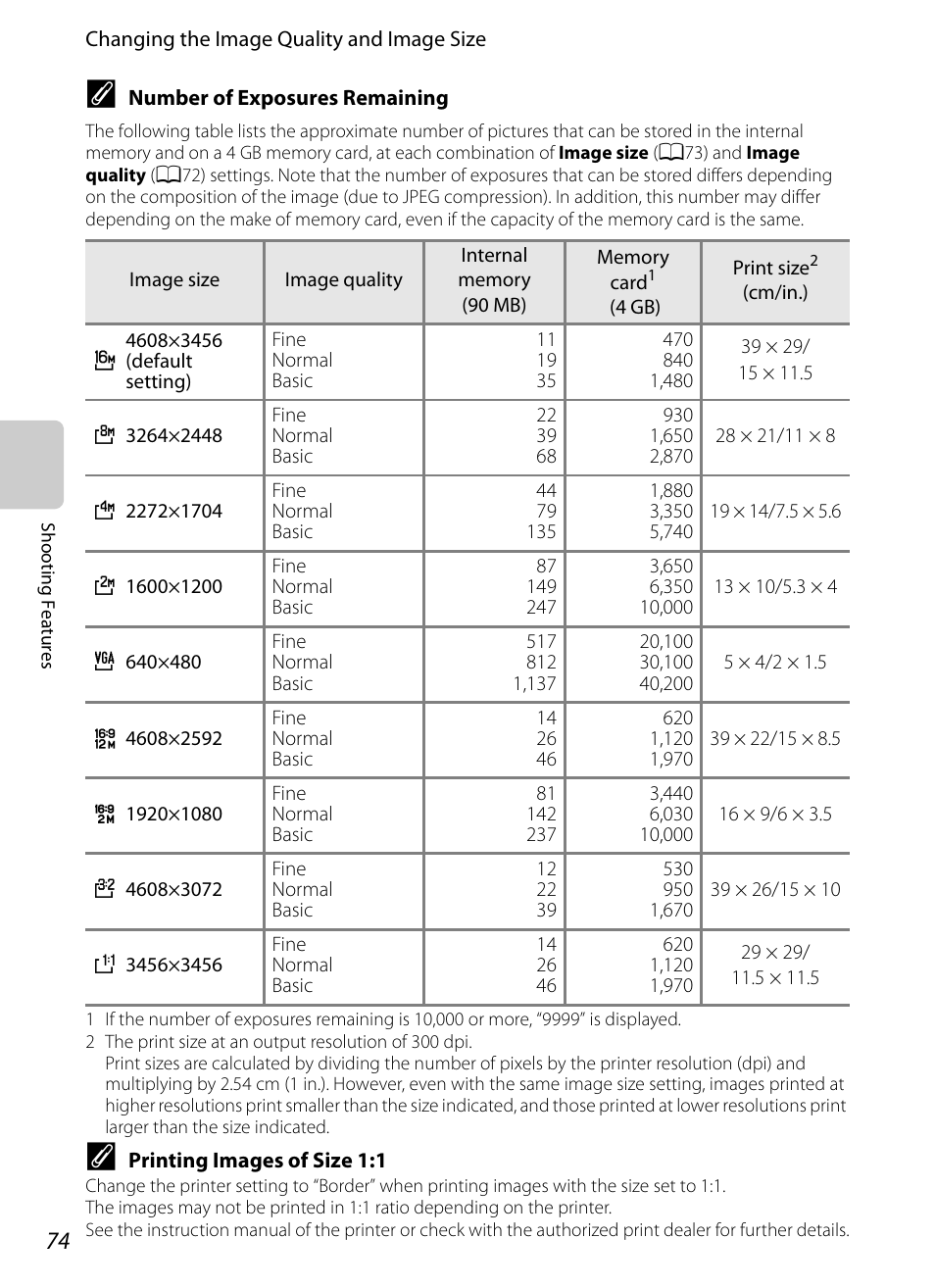 Number of exposures remaining, A74) | Nikon P310 User Manual | Page 92 / 244