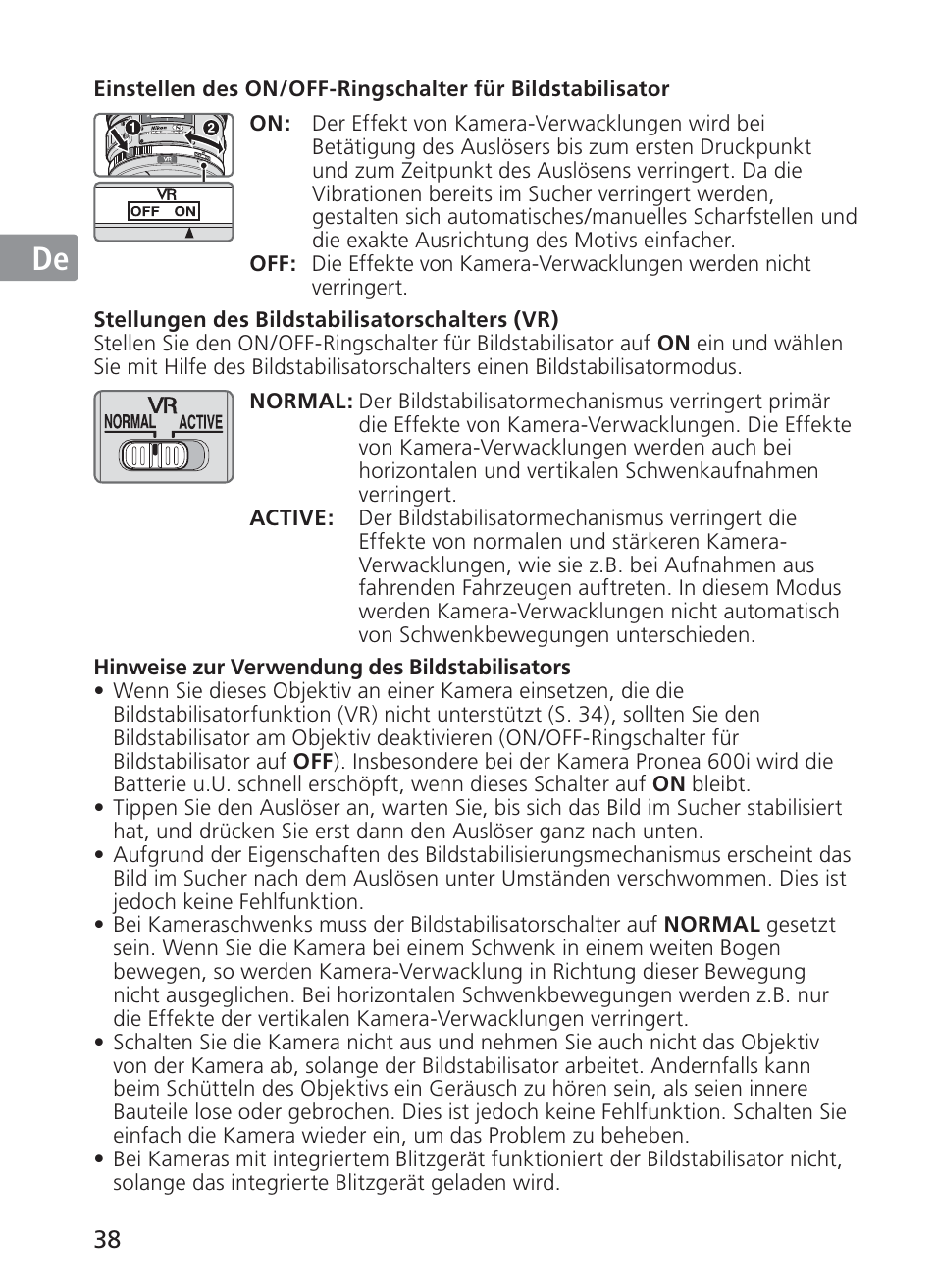 Jp en de fr es se ru nl it ck ch kr | Nikon AF-S VR II 200mm f-2G ED User Manual | Page 38 / 228