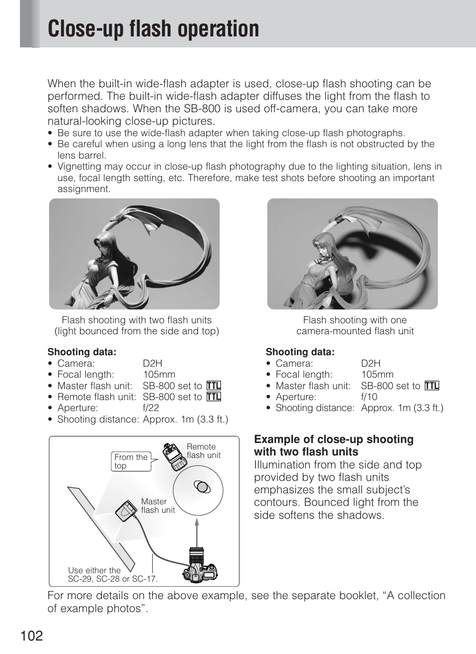 Close-up flash operation | Nikon Speedlite SB-800 User Manual | Page 108 / 132