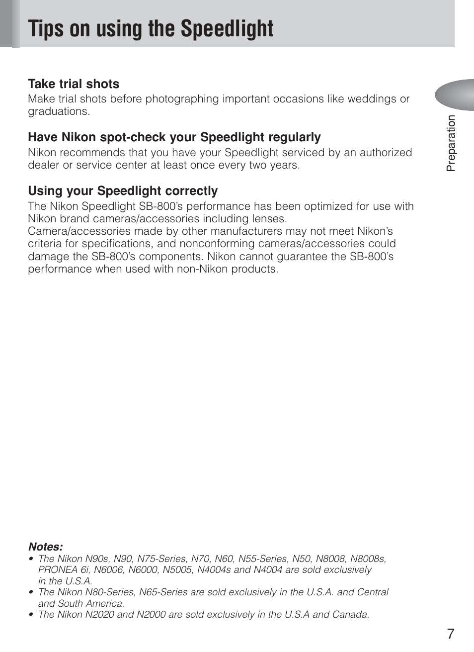 Tips on using the speedlight | Nikon Speedlite SB-800 User Manual | Page 13 / 132
