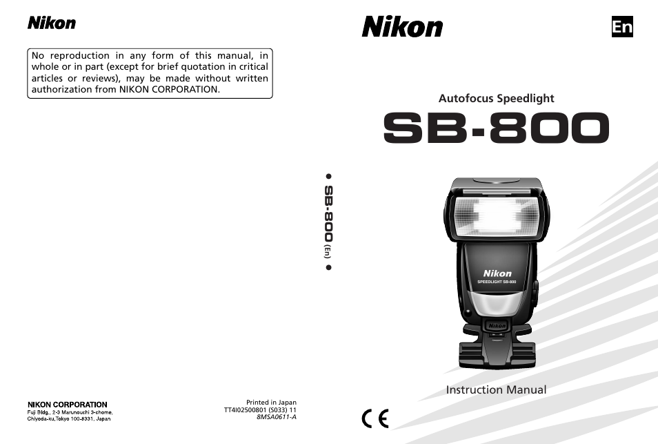 Sb-800 | Nikon Speedlite SB-800 User Manual | Page 132 / 132