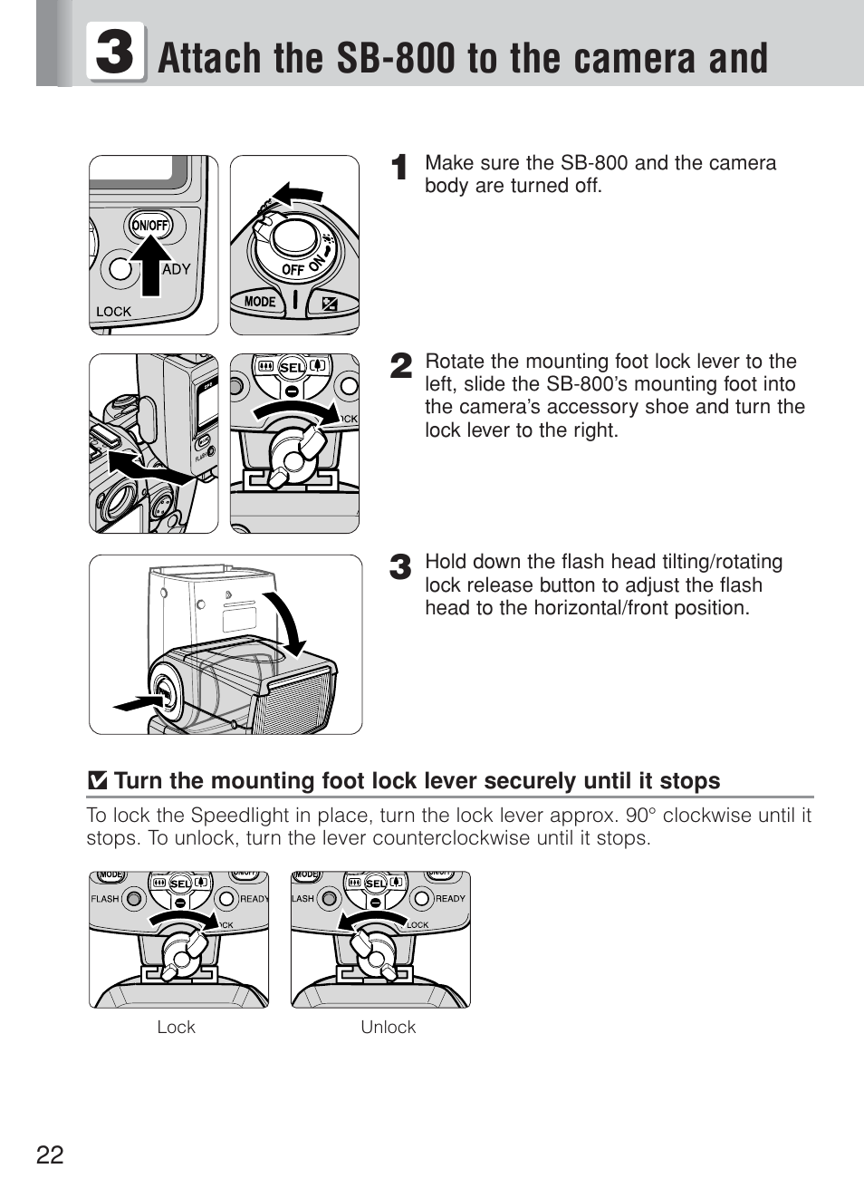 Attach the sb-800 to the camera and | Nikon Speedlite SB-800 User Manual | Page 28 / 132
