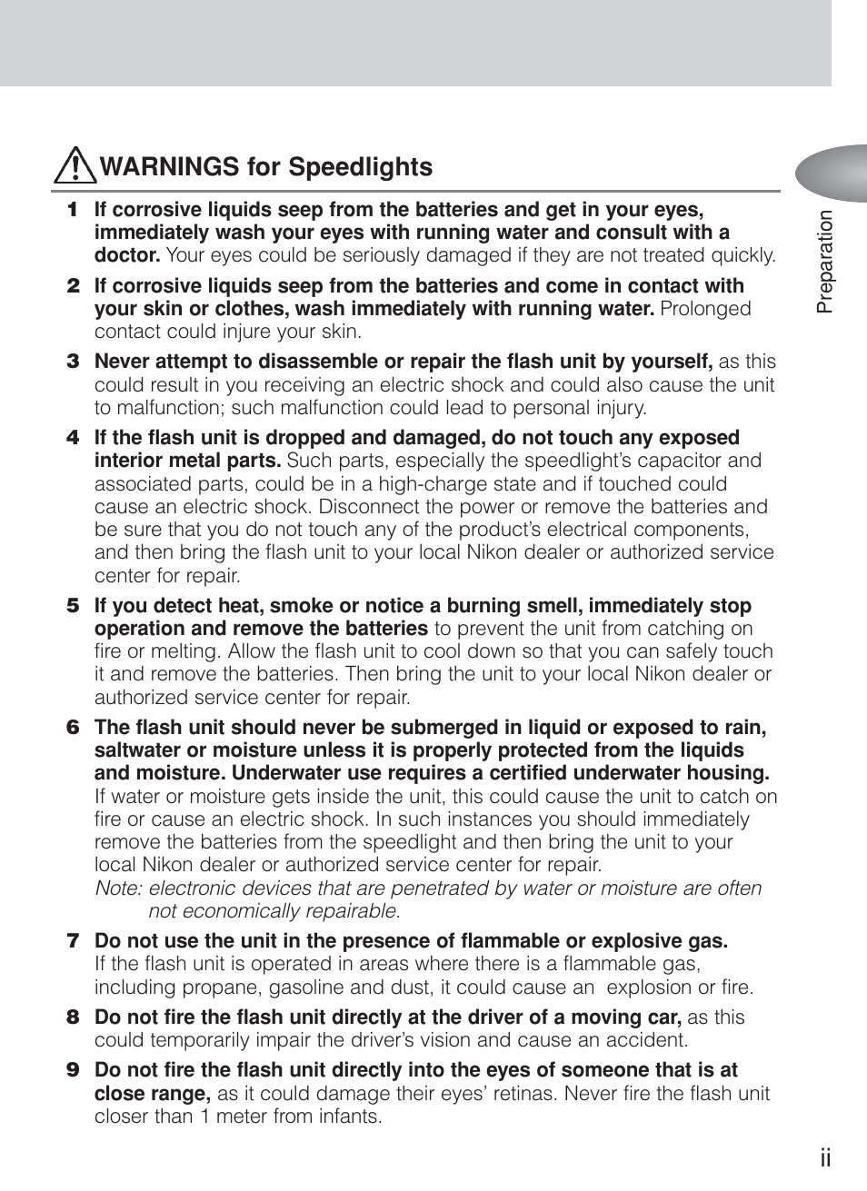 Ii warnings for speedlights | Nikon Speedlite SB-800 User Manual | Page 3 / 132