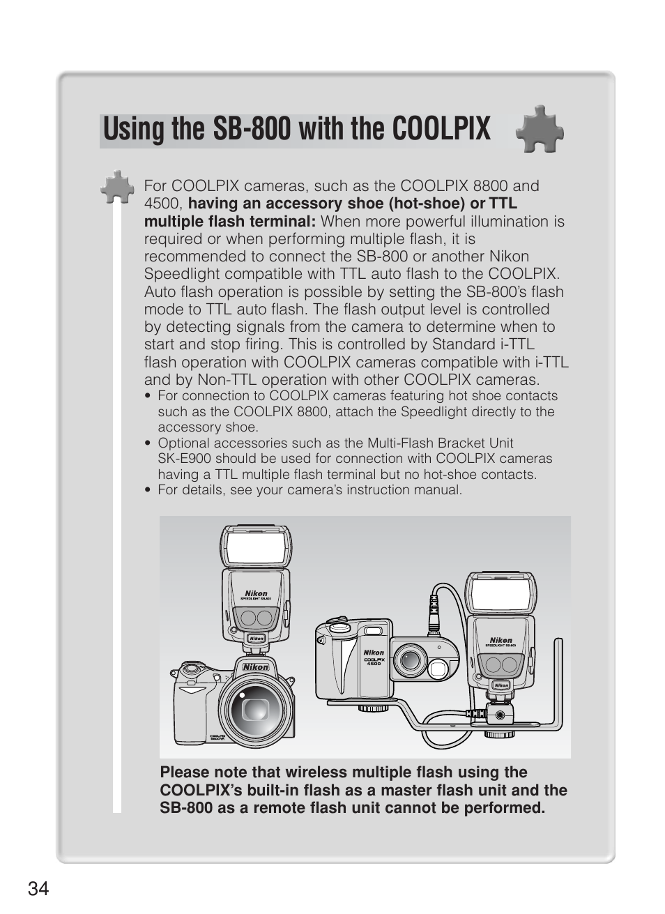 Using the sb-800 with the coolpix | Nikon Speedlite SB-800 User Manual | Page 40 / 132