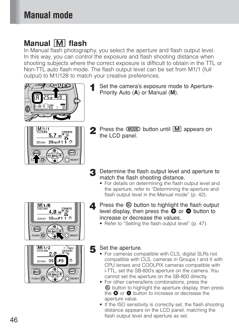 Manual mode, Manual g flash | Nikon Speedlite SB-800 User Manual | Page 52 / 132