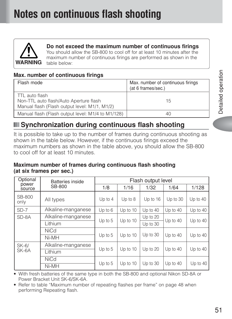 Synchronization during continuous flash shooting | Nikon Speedlite SB-800 User Manual | Page 57 / 132
