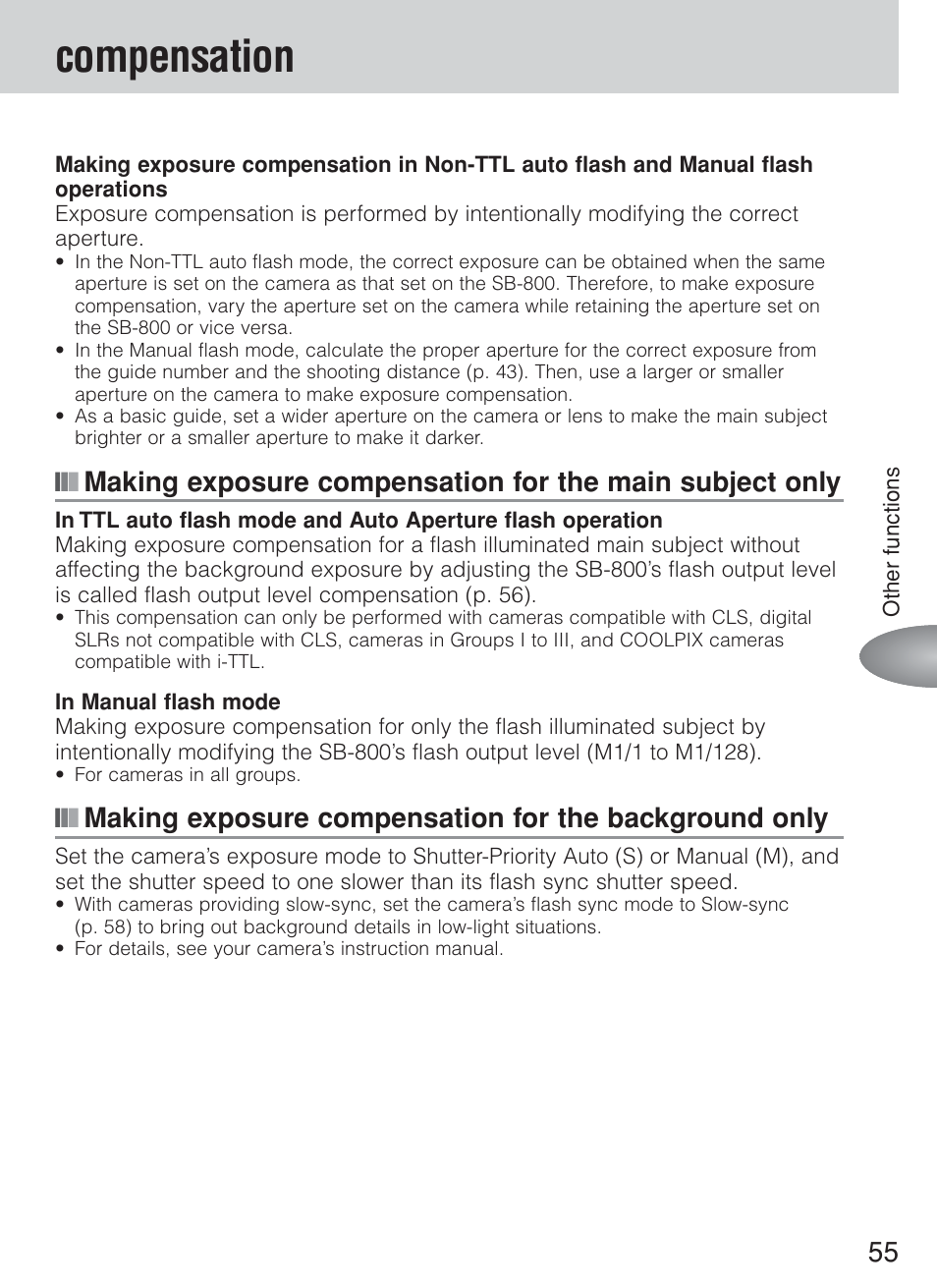 Compensation | Nikon Speedlite SB-800 User Manual | Page 61 / 132