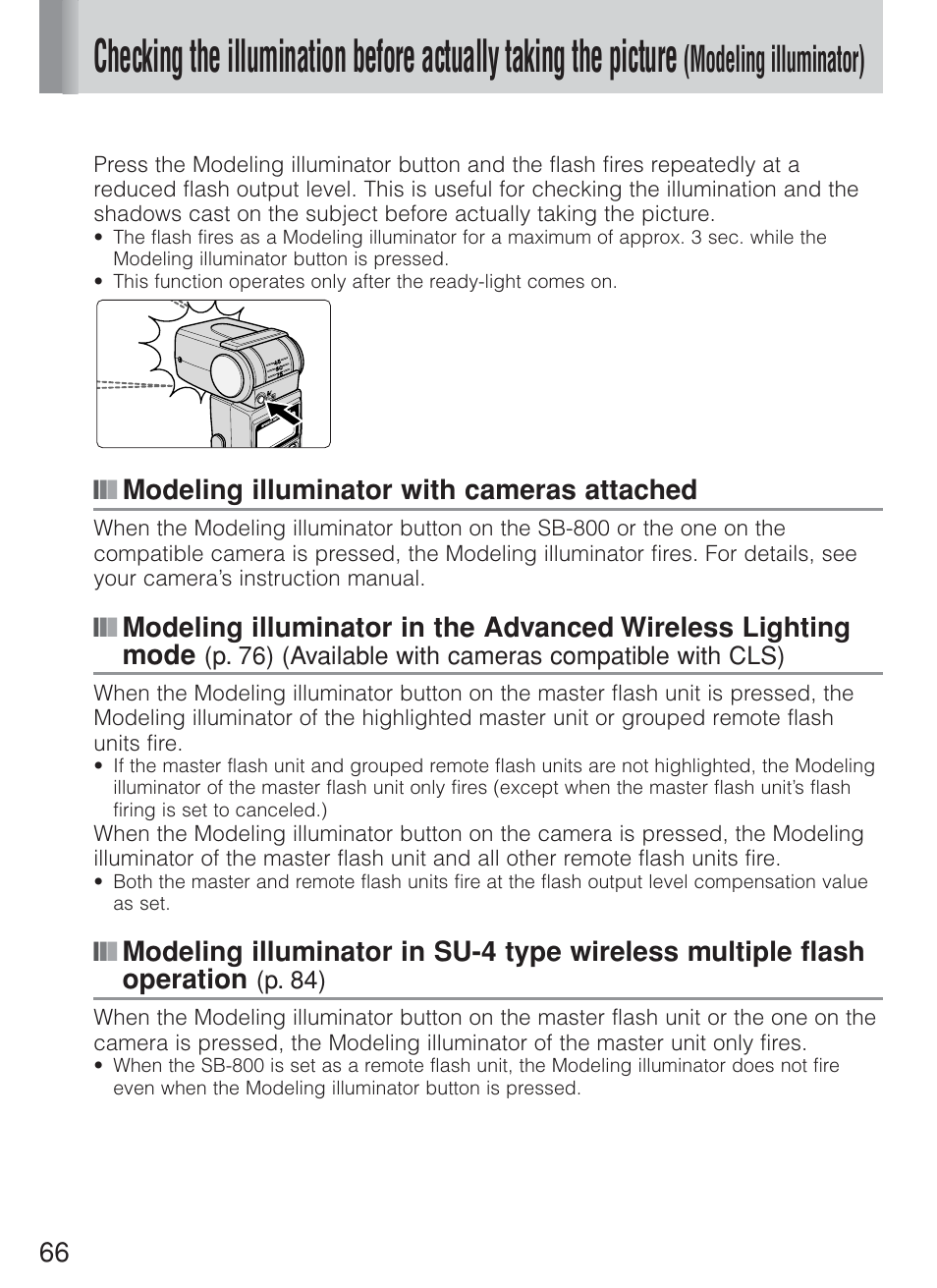 Modeling illuminator) | Nikon Speedlite SB-800 User Manual | Page 72 / 132