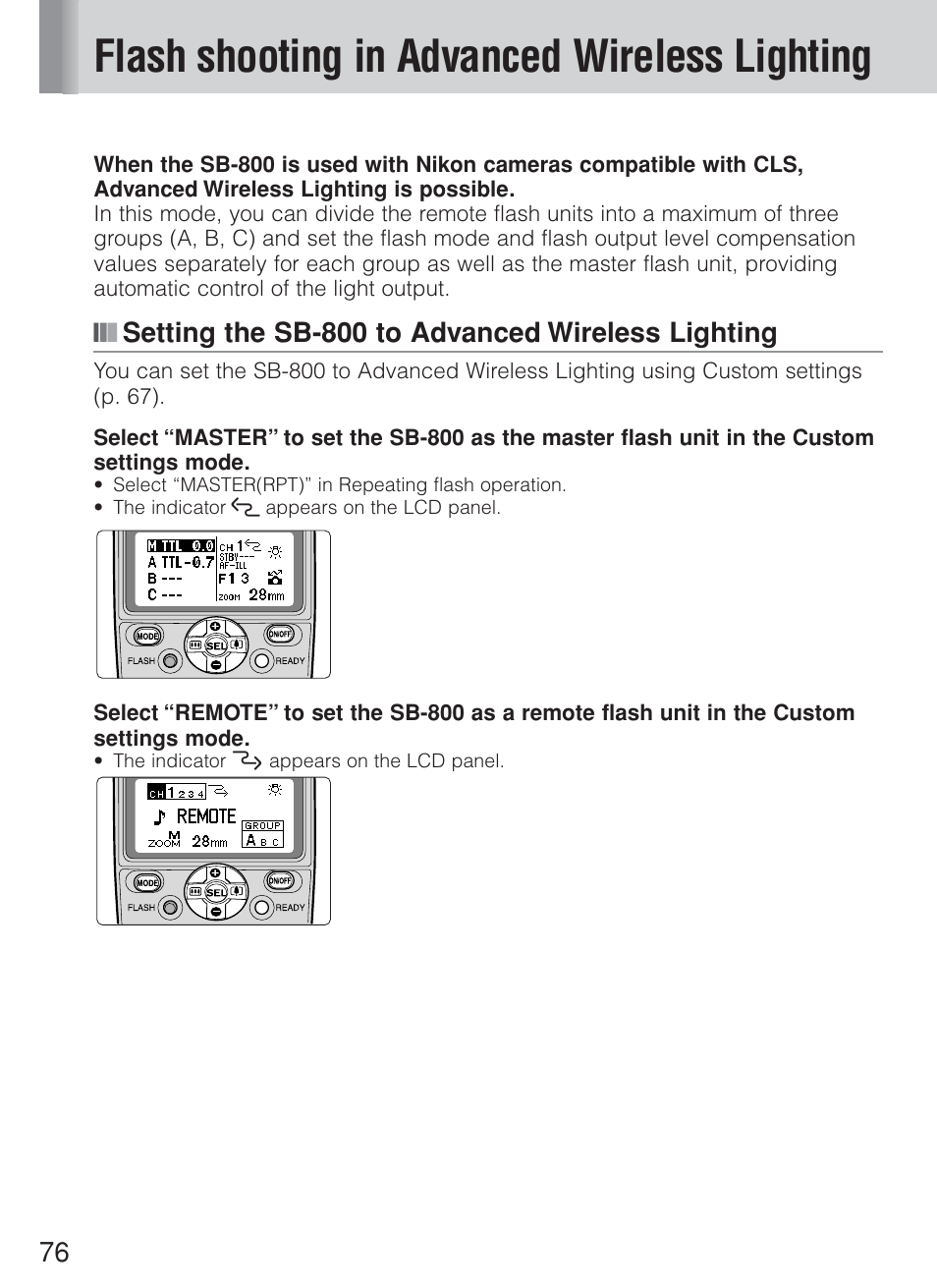 Flash shooting in advanced wireless lighting | Nikon Speedlite SB-800 User Manual | Page 82 / 132