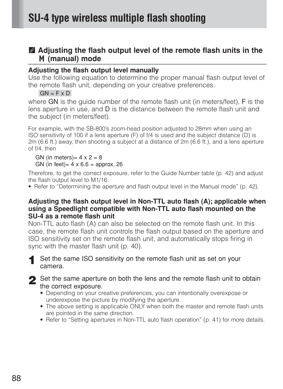 Su-4 type wireless multiple flash shooting | Nikon Speedlite SB-800 User Manual | Page 94 / 132