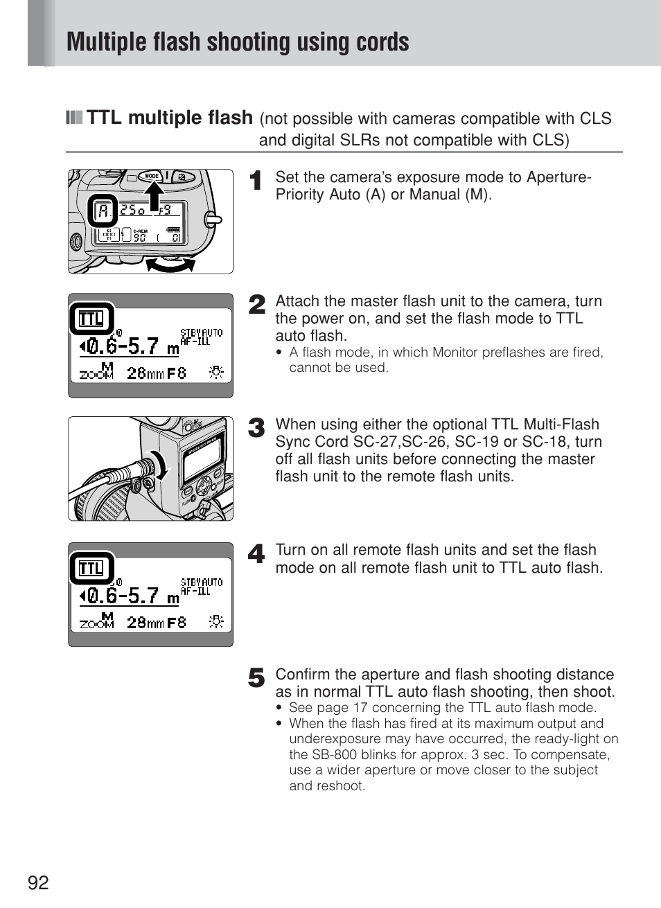 Multiple flash shooting using cords, Ttl multiple flash | Nikon Speedlite SB-800 User Manual | Page 98 / 132