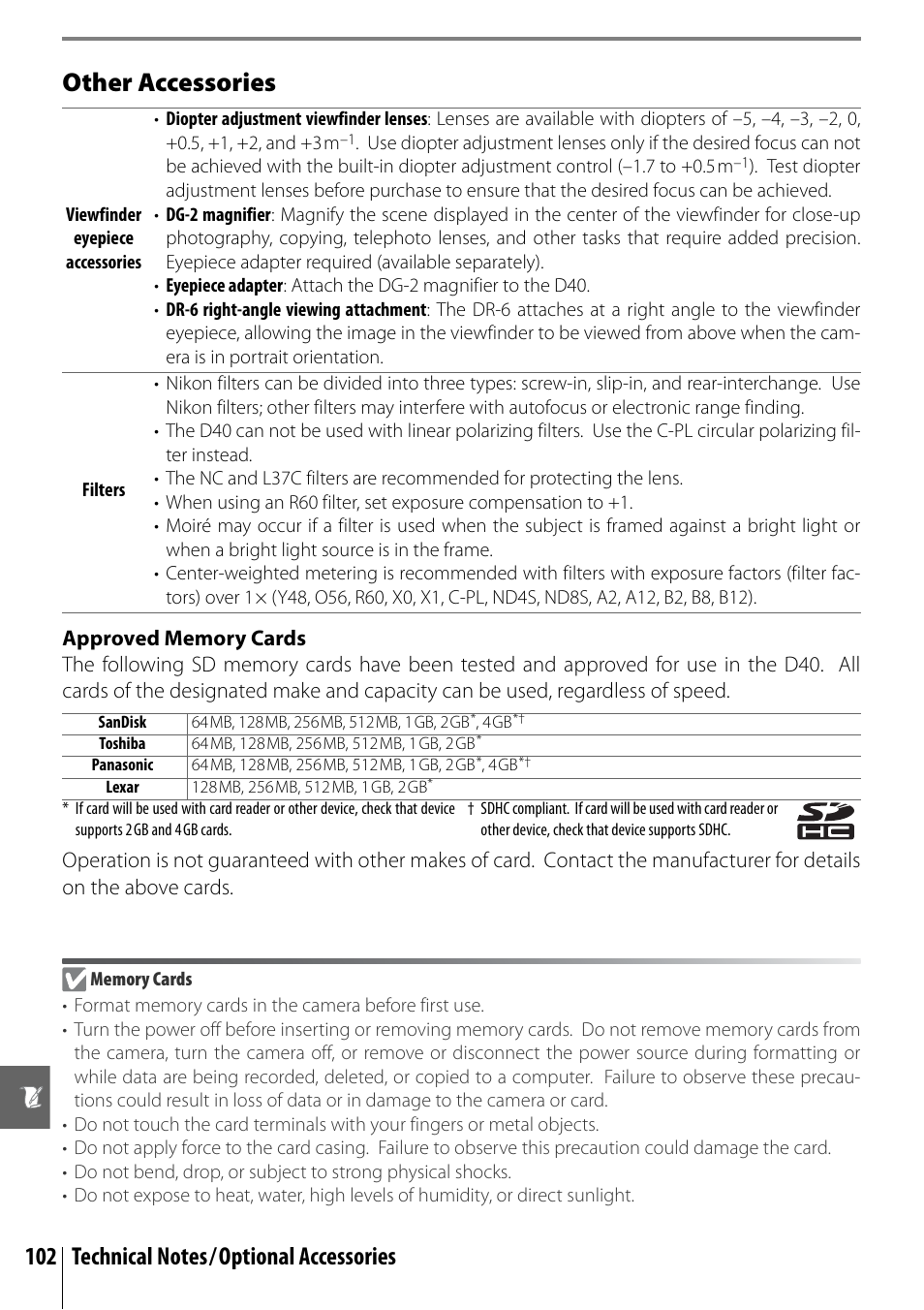 Other accessories | Nikon D40 User Manual | Page 114 / 139