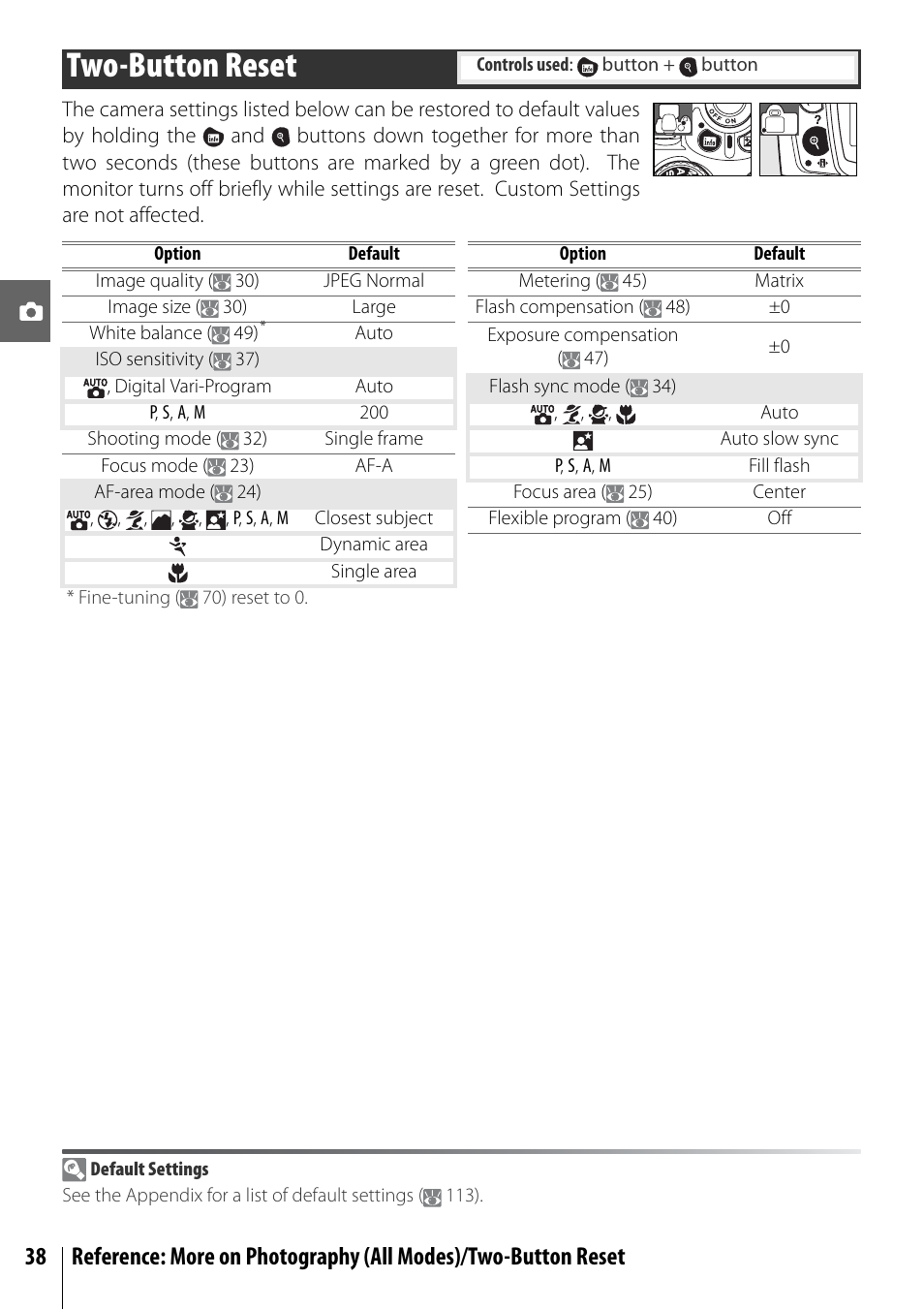 Two-button reset | Nikon D40 User Manual | Page 50 / 139