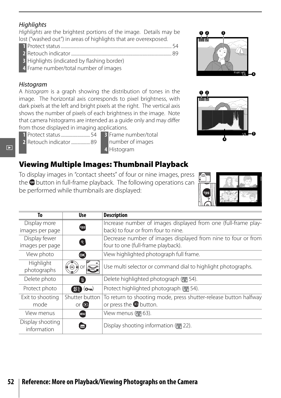 Viewing multiple images: thumbnail playback | Nikon D40 User Manual | Page 64 / 139