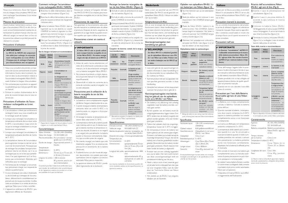 Nikon MH-53 AC Battery Charger User Manual | Page 2 / 2